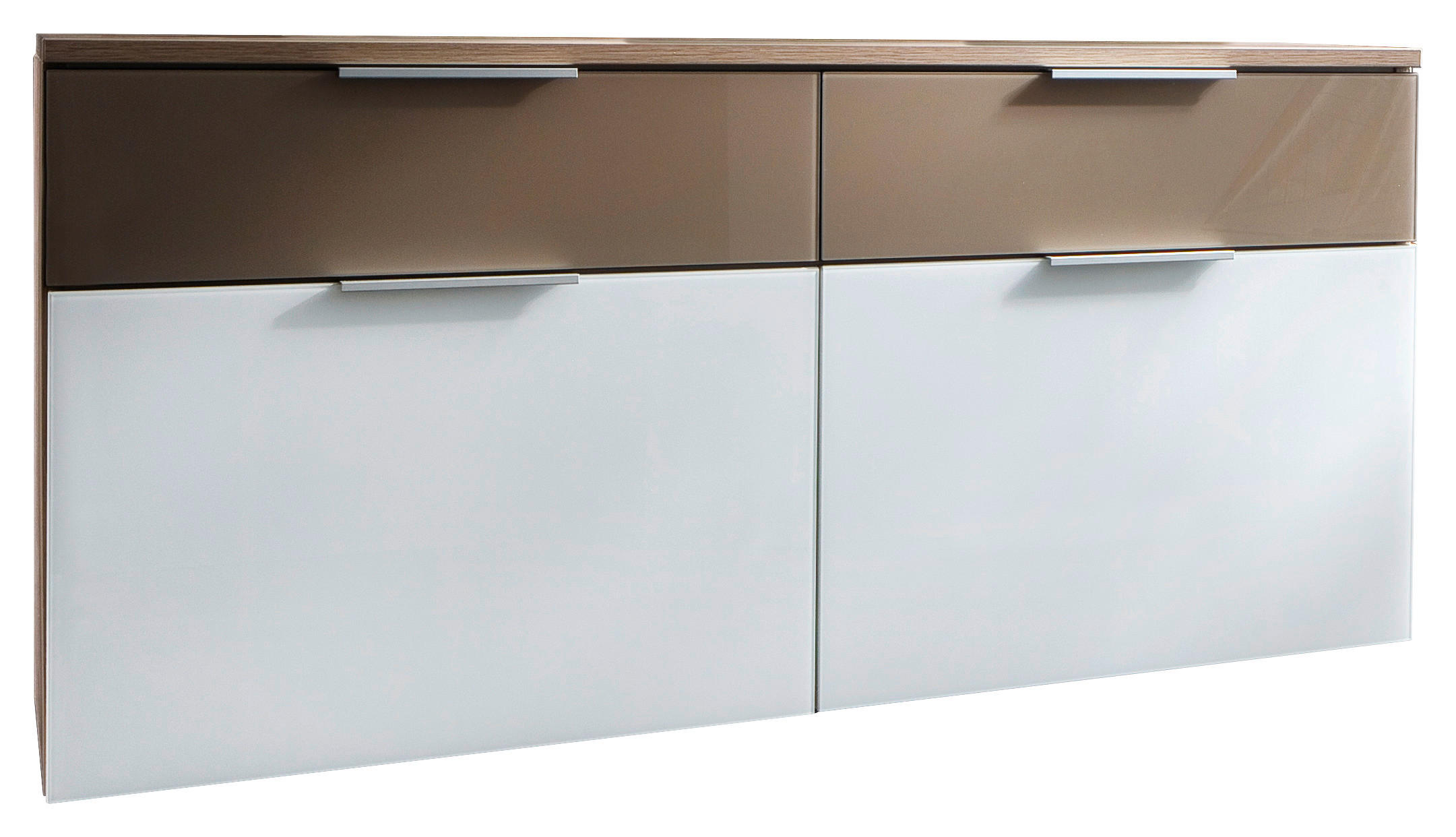 HÄNGESCHUHSCHRANK Braun, Weiß, Eichefarben - Eichefarben/Silberfarben, KONVENTIONELL, Glas/Metall (121/60/36cm) - Cassando