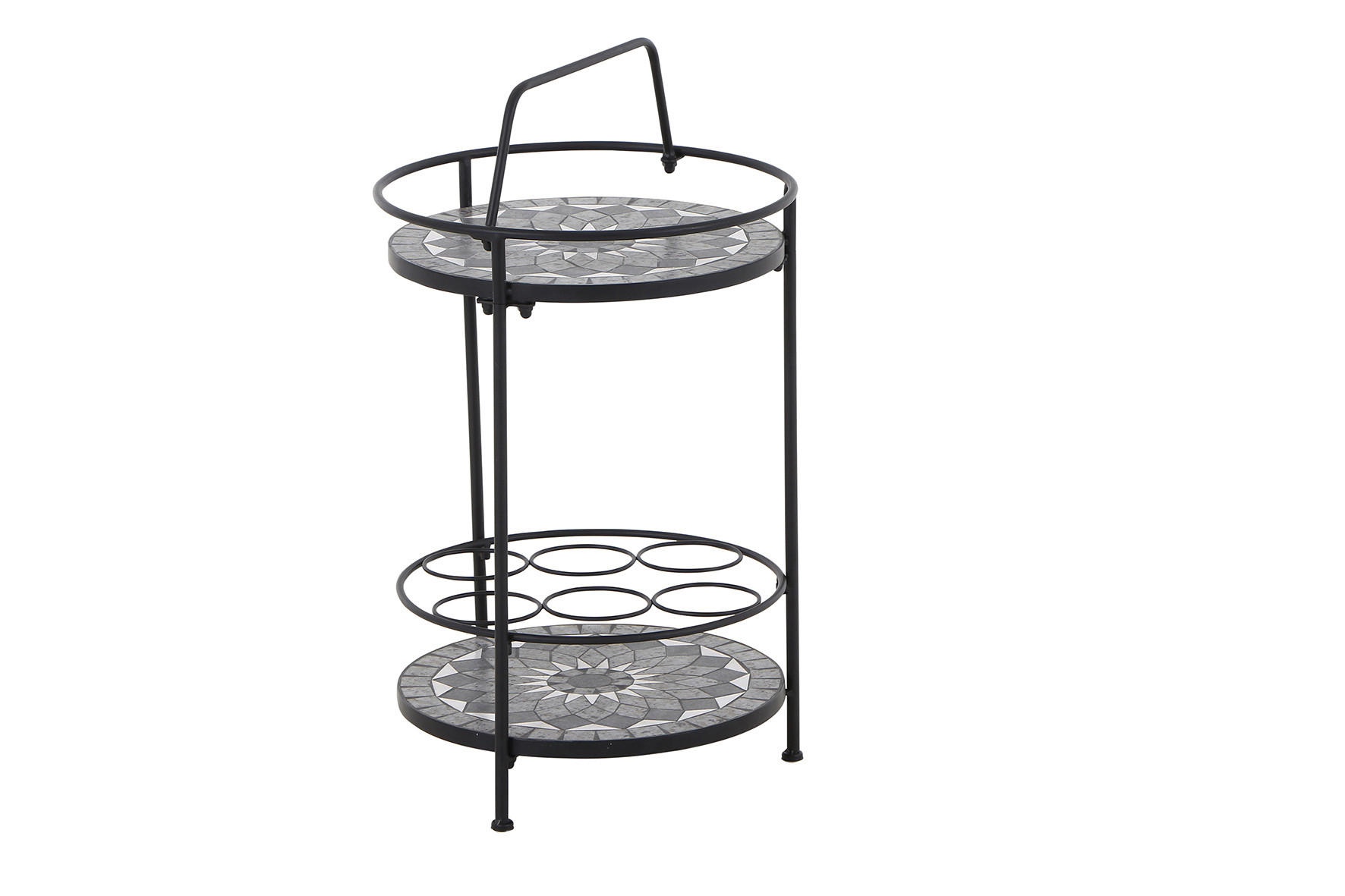 GARTENTISCH 42/42/74 cm Metall, Keramik rund  - Schwarz, KONVENTIONELL, Keramik/Metall (42/42/74cm) - Siena Garden