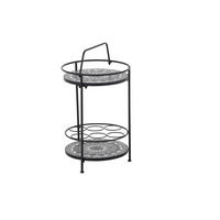 GARTENTISCH 42/42/74 cm Metall, Keramik rund  - Schwarz, KONVENTIONELL, Keramik/Metall (42/42/74cm) - Siena Garden