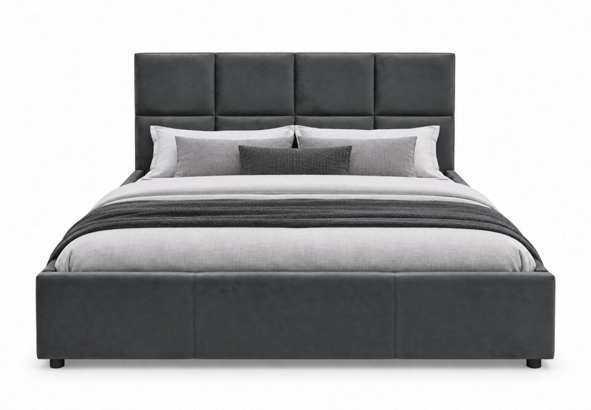 Pat Tapițat, 160/200 cm, gri - negru/gri, Basics, plastic/lemn (160/200cm) - Carryhome