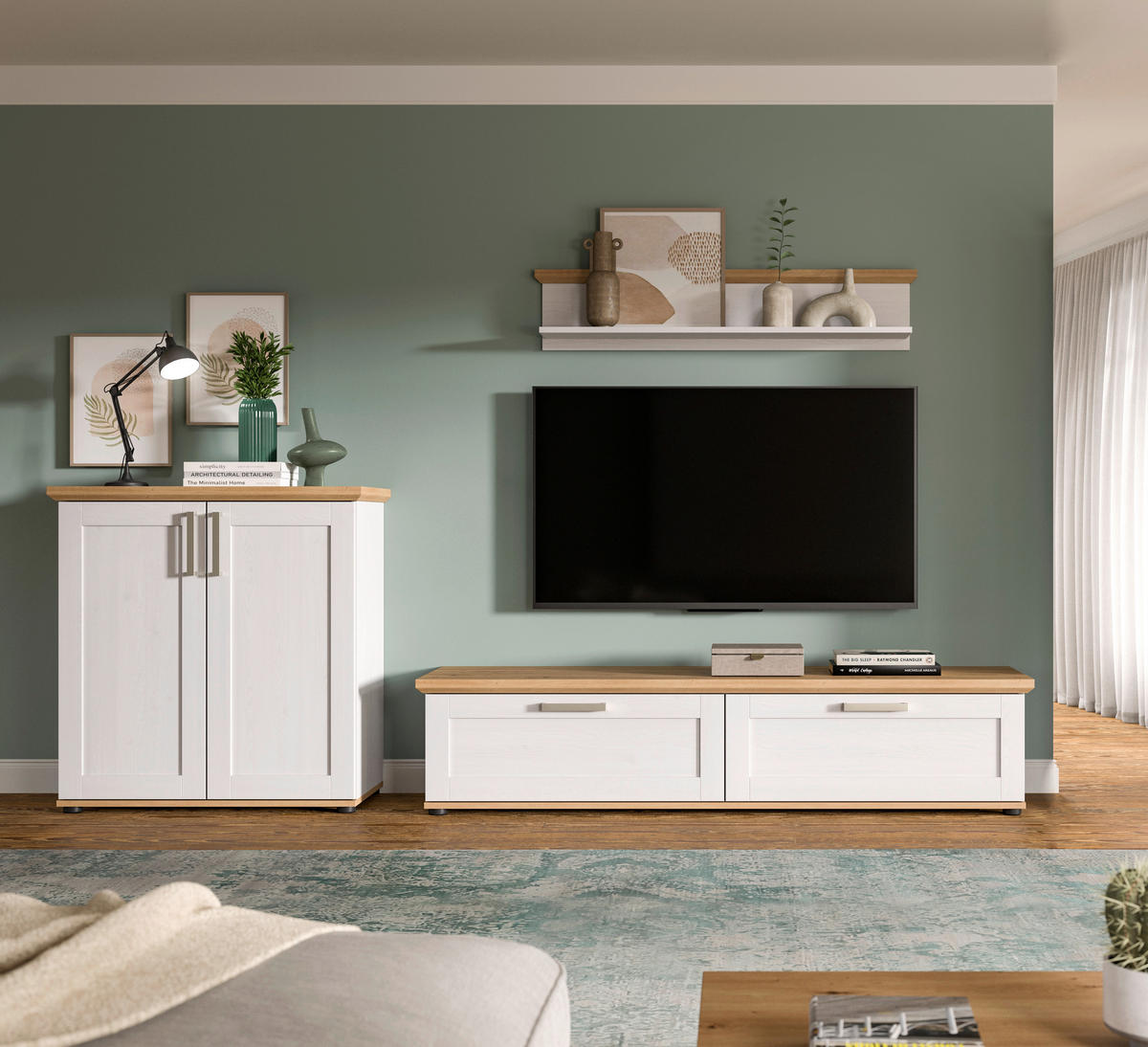 WOHNWAND 3-teilig  in Lärchefarben, Eiche Artisan  260/151/40 cm  - Silberfarben/Lärchefarben, Design, Holzwerkstoff/Kunststoff (260/151/40cm) - Livetastic