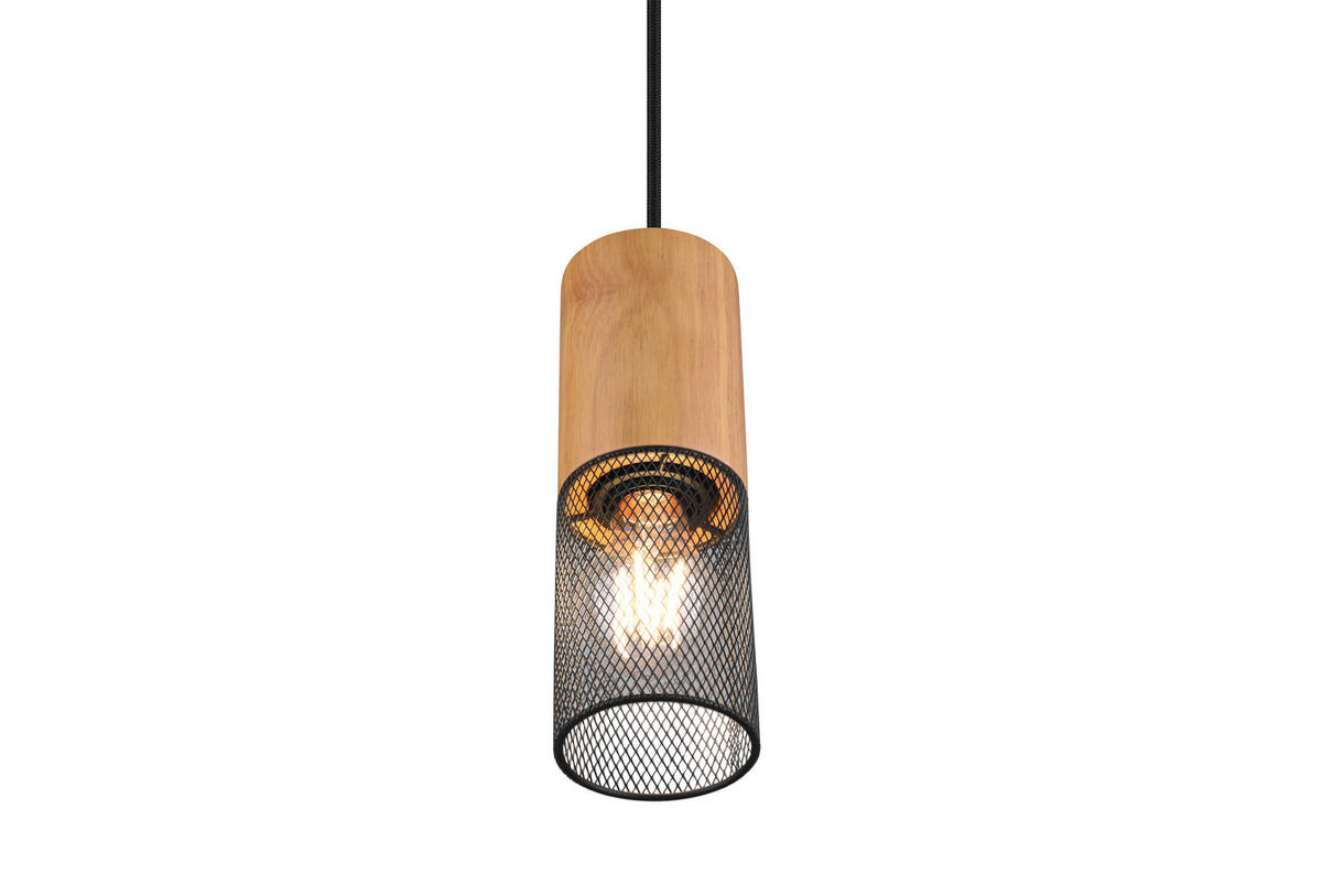 SCHIENENSYSTEM-HÄNGELEUCHTE 8,0/180 cm   - Schwarz, Natur, Holz/Metall (8,0/180cm) - Trio Leuchten