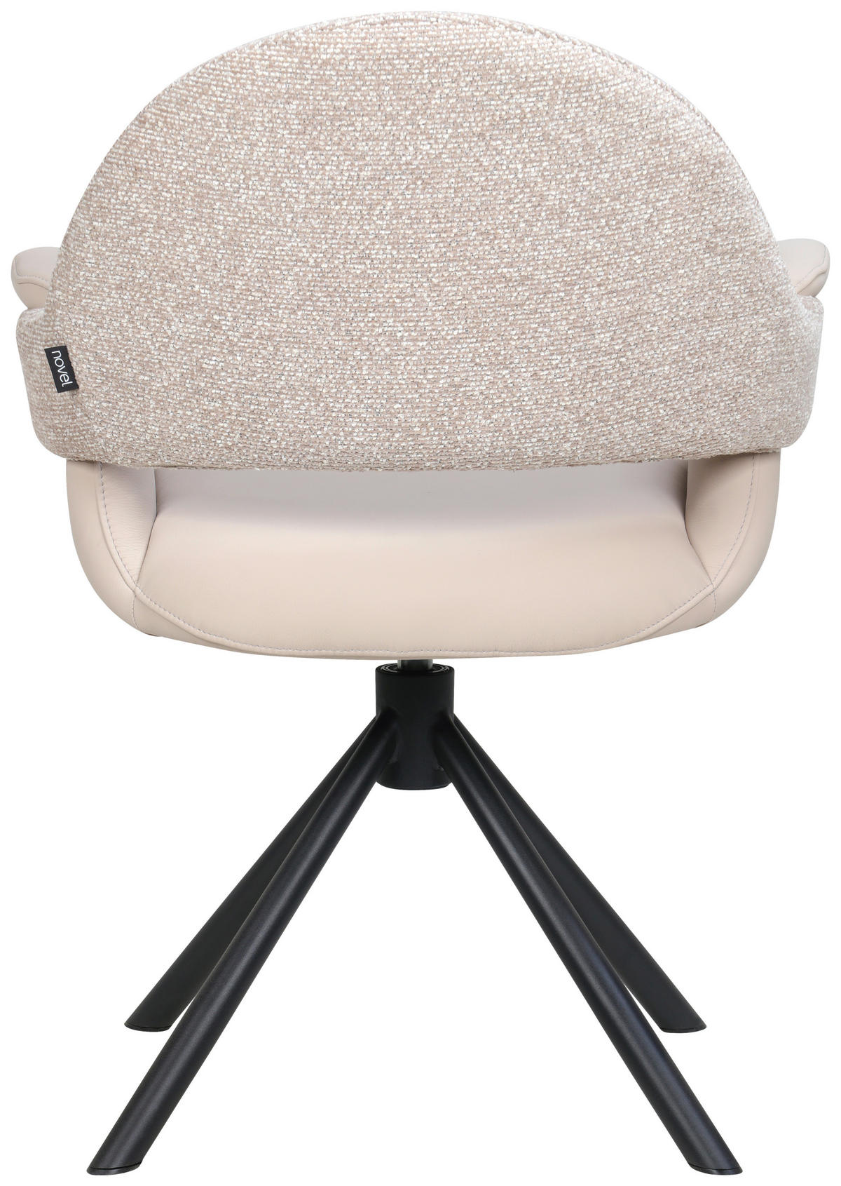 ARMLEHNSTUHL  Sitzfläche 360° drehbar, inklusive Armlehnen, automatische Rückholfunktion Webstoff Echtleder  - Beige/Schwarz, Design, Leder/Textil (62,5/86/64cm) - Novel