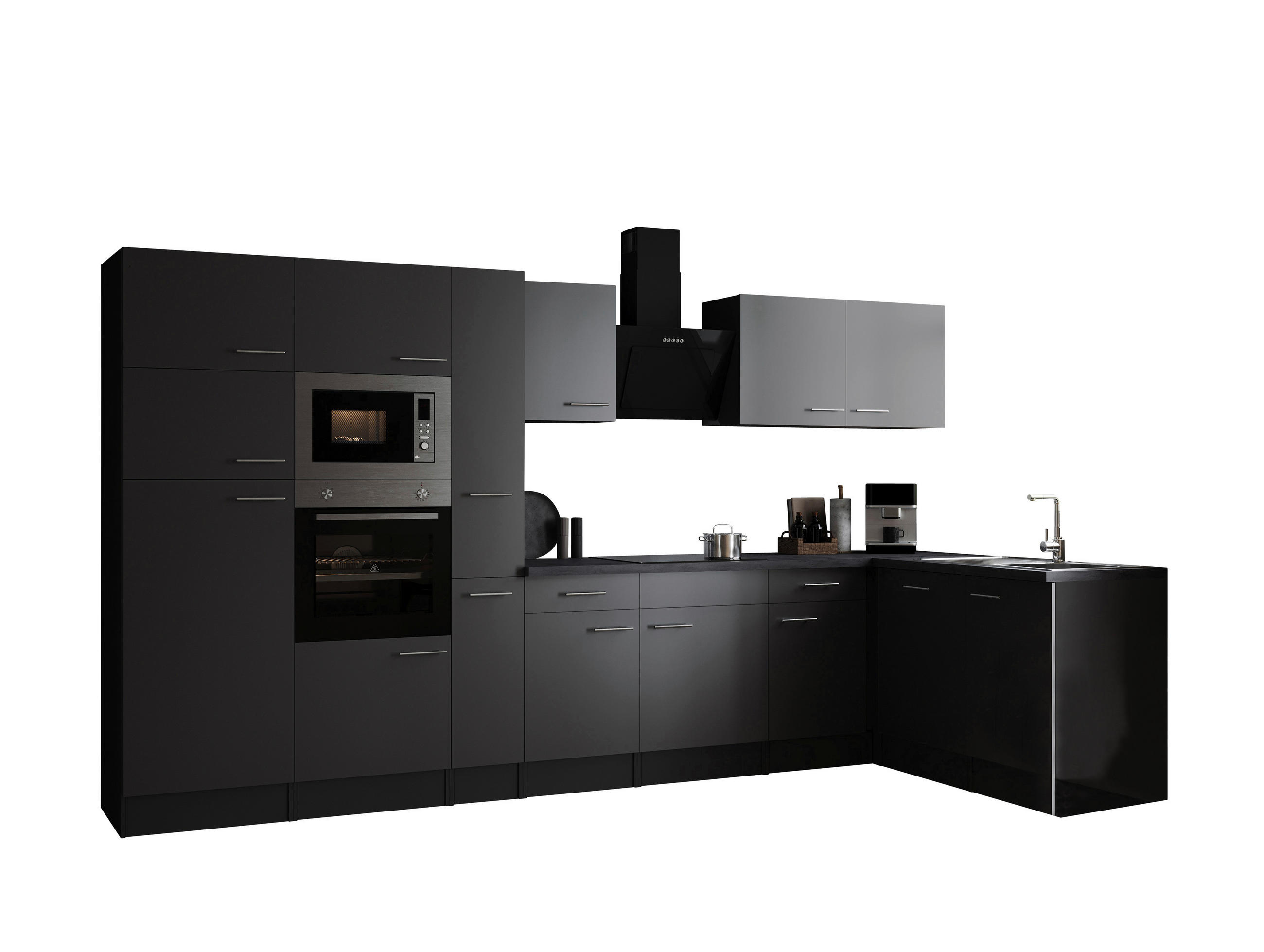 ECKKÜCHE 370/172 cm  in Grau  - Silberfarben/Grau, Design, Holzwerkstoff/Metall (370/172cm) - Respekta