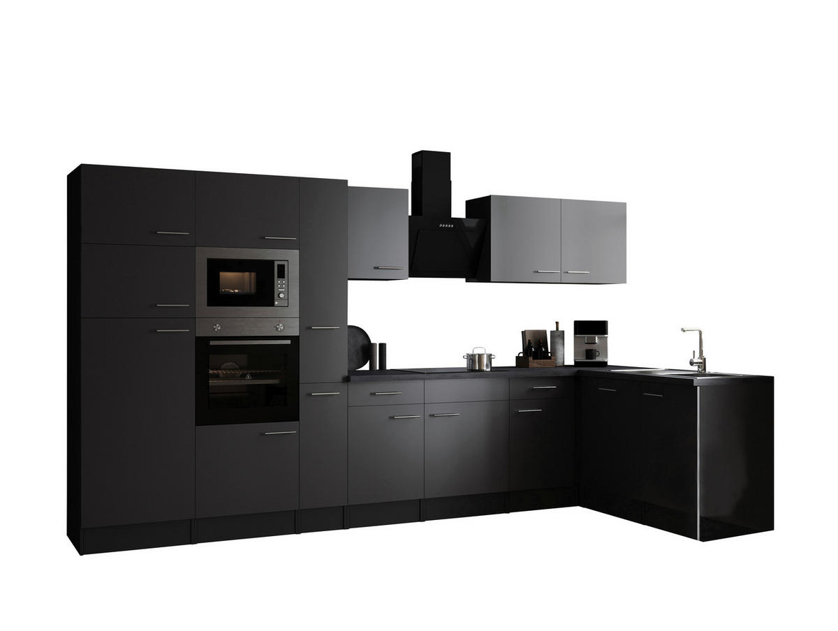 ECKKÜCHE 370/172 cm  in Grau  - Silberfarben/Grau, Design, Holzwerkstoff/Metall (370/172cm) - Respekta