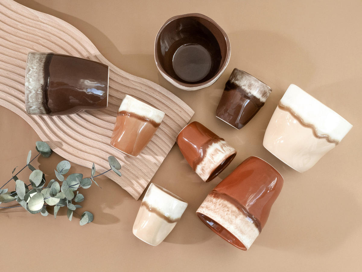 SET MED KOPPAR Squeezy Mocha Mousse 4 delar  - lerfärgad/mocca, Basics, keramik (6/7cm) - Creatable