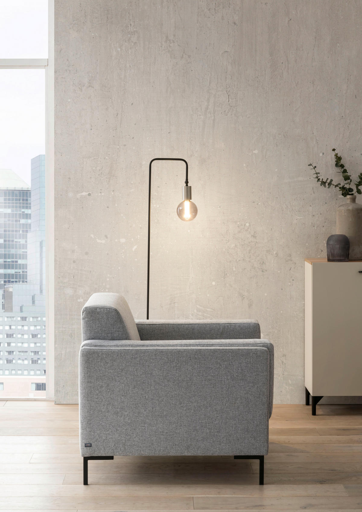 SESSEL in Webstoff Silberfarben  - Silberfarben/Schwarz, Design, Textil/Metall (97/82/90cm) - LOOKS by W.Joop