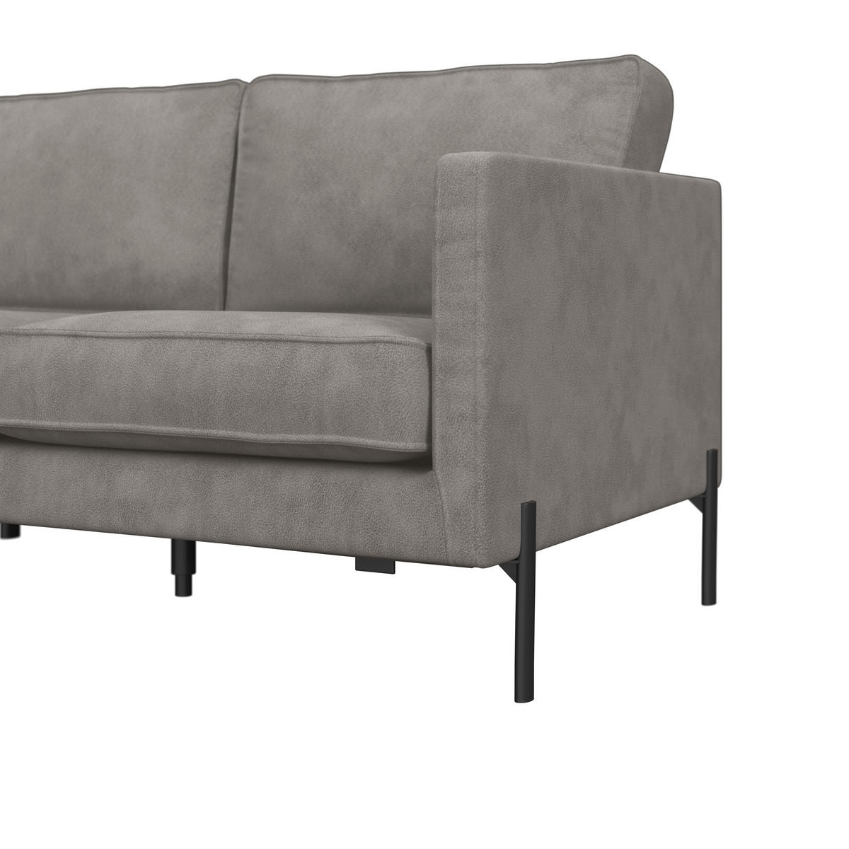 ECKSOFA in Flachgewebe Hellgrau  - Hellgrau/Schwarz, Trend, Textil/Metall (154/232cm) - Livetastic