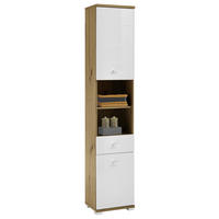 HOCHSCHRANK 38/190/30 cm  - Weiß Hochglanz/Silberfarben, KONVENTIONELL, Holzwerkstoff/Kunststoff (38/190/30cm) - Livetastic