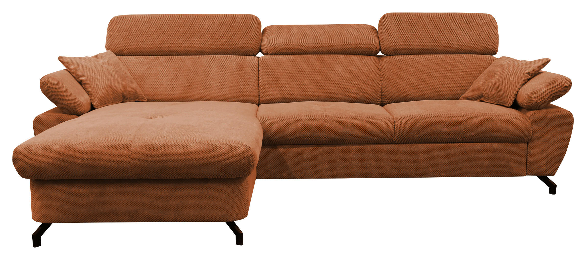 ECKSOFA OMEGA in Chenille Rot  186/280 cm  - Rot/Schwarz, Design, Textil/Metall (186/280cm) - MID.YOU