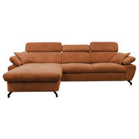 ECKSOFA OMEGA in Chenille Rot  186/280 cm  - Rot/Schwarz, Design, Textil/Metall (186/280cm) - MID.YOU