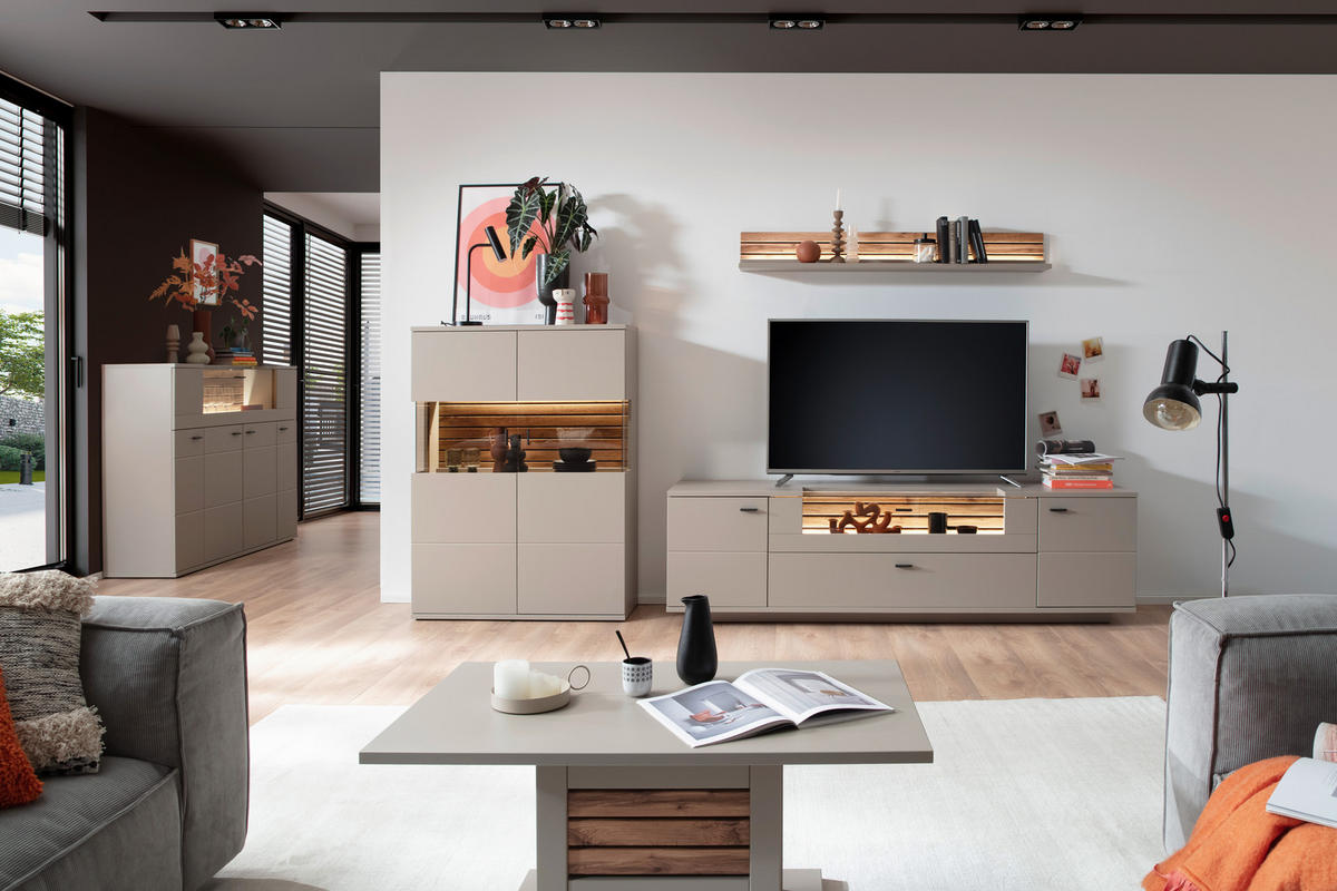 HIGHBOARD , 100/135/37 cm,  - Anthrazit/Eiche Wotan, Design, Holzwerkstoff/Metall (100/135/37cm) - Livetastic
