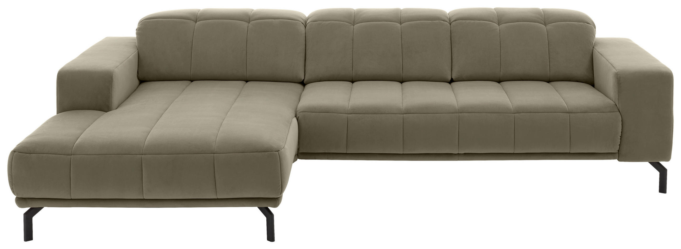 ECKSOFA Graubraun Velours  - Graubraun/Schwarz, Design, Textil/Metall (195/293cm) - Beldomo Style