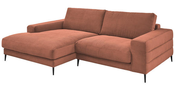 ECKSOFA in Feincord Kupferfarben  - Schwarz/Kupferfarben, Design, Textil/Metall (177/253cm) - Dieter Knoll