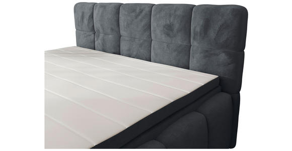 BOXBETT 160/200 cm,  in Anthrazit, gepolstertes Kopfteil, Bettkasten, Topper, Matratzen, H3 + H3 = fest  - Anthrazit/Schwarz, MODERN, Kunststoff/Textil (160/200cm) - Xora
