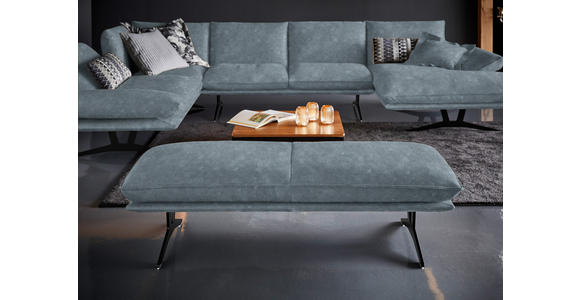 WOHNLANDSCHAFT in Echtleder Blau - Blau/Schwarz, Natur, Leder/Metall (217/359/155cm) - Dieter Knoll