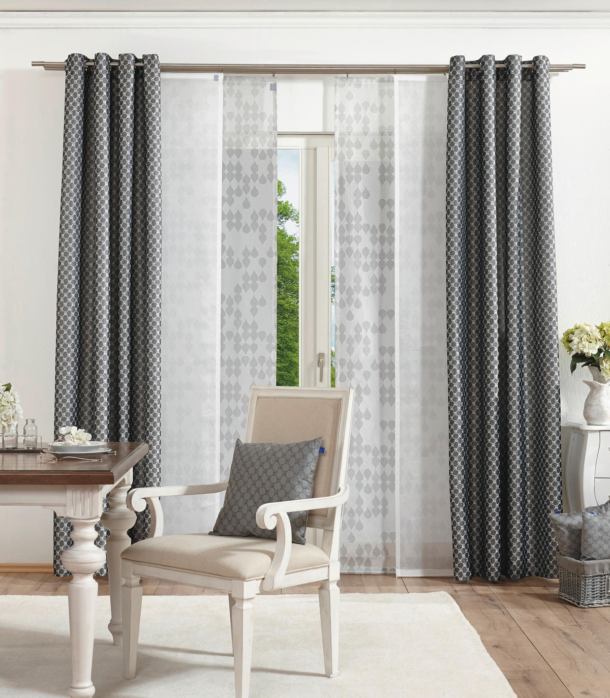 ZAVESA SA KARIKAMA siva 140/250 cm   - siva, Dizajnerski, tekstil (140/250cm) - Joop!