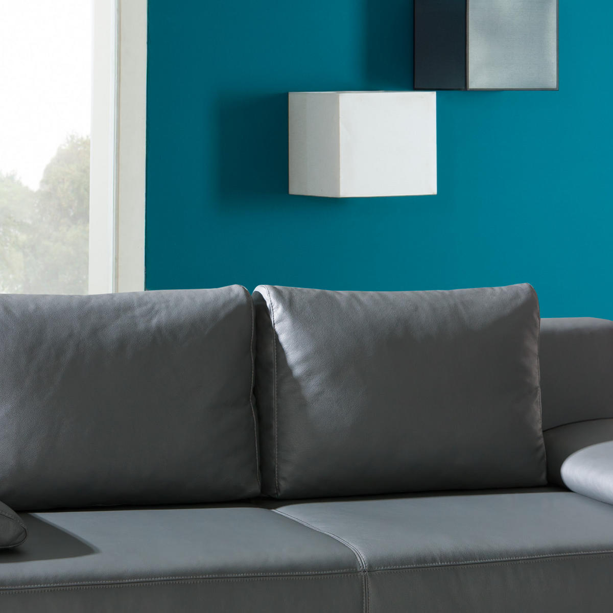 SCHLAFSOFA in Echtleder Anthrazit  - Chromfarben/Anthrazit, Konventionell, Leder/Metall (195/85/90cm) - Livetastic