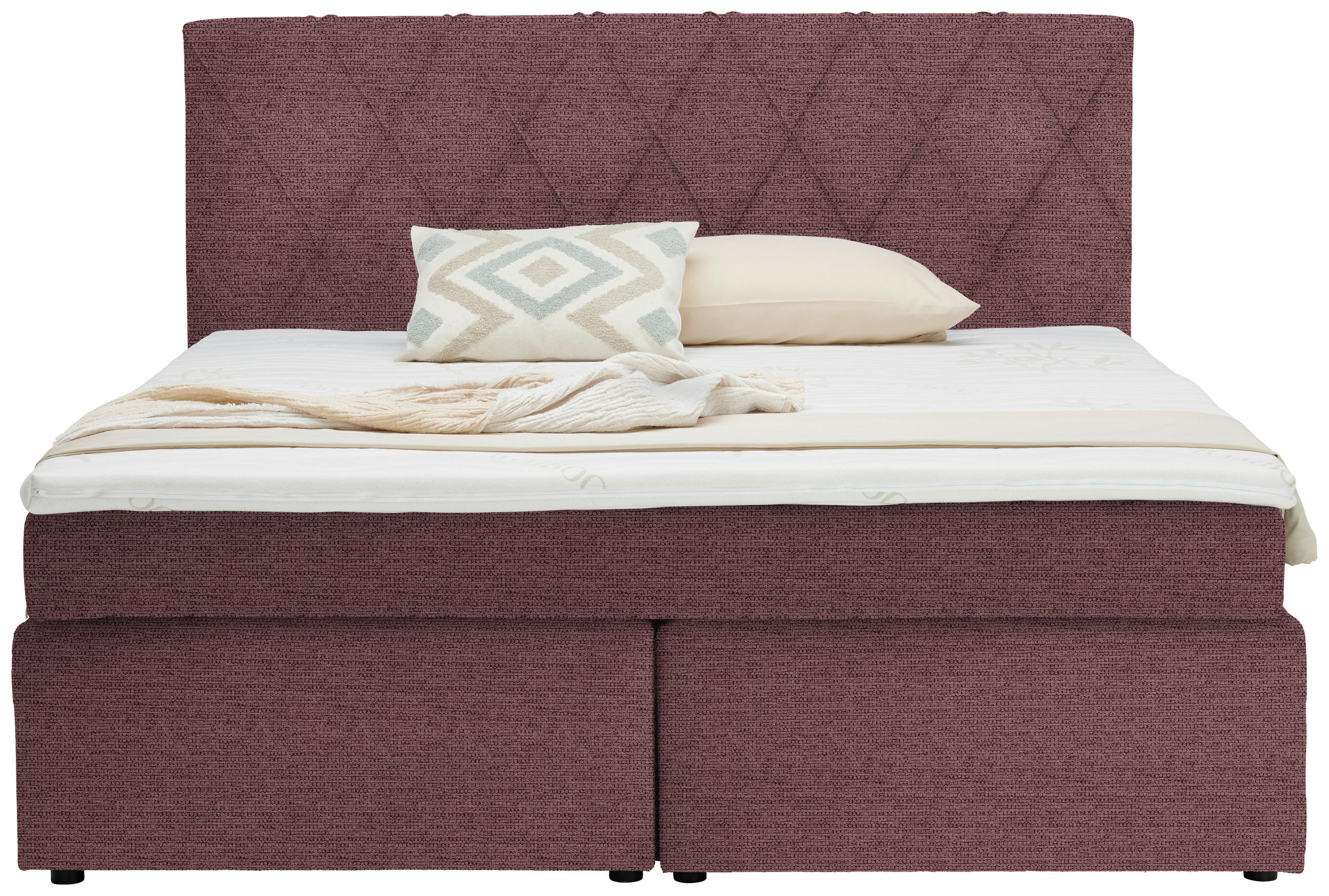 BOXSPRINGBETT 180/200 cm  in Beere  - Beere/Schwarz, Design, Kunststoff/Textil (180/200cm) - Xora