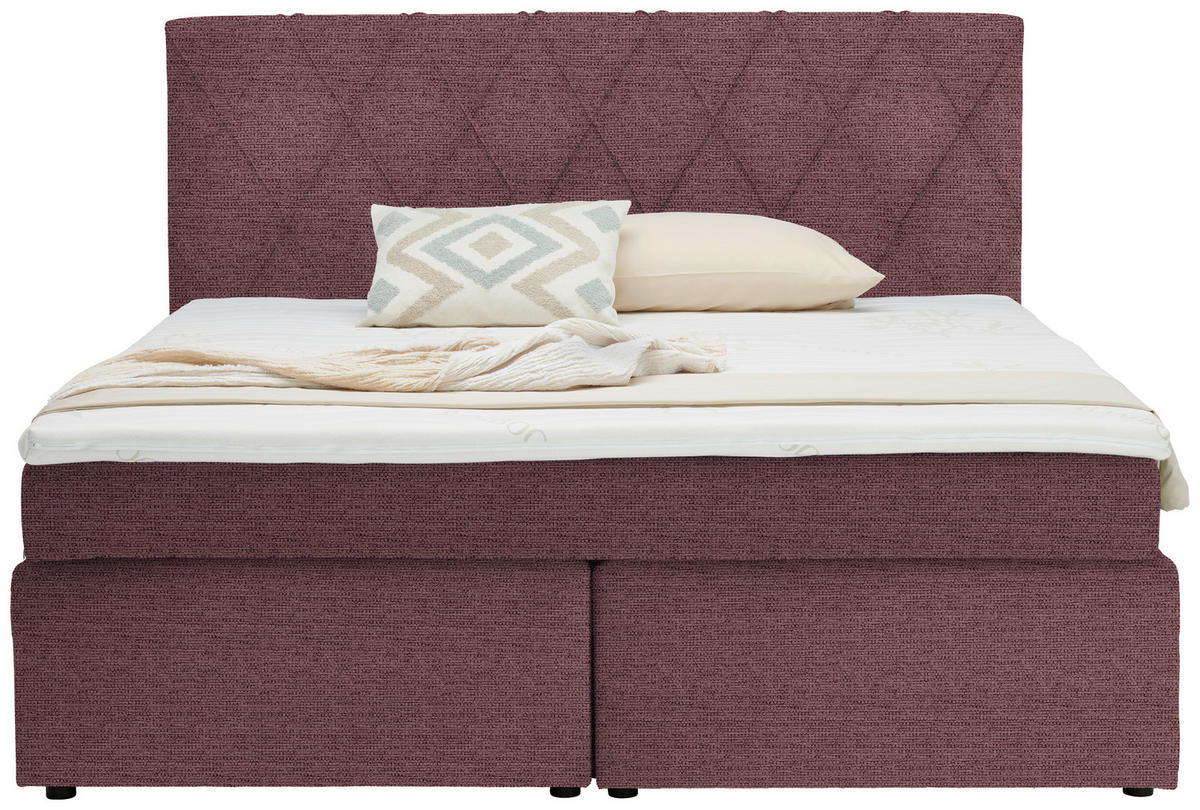 BOXSPRINGBETT 160/200 cm  in Beere  - Beere/Schwarz, Design, Holzwerkstoff/Kunststoff (160/200cm) - Xora