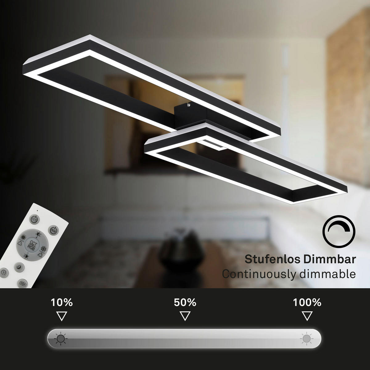 LED-DECKENLEUCHTE 119,5/27,5/10 cm   - Schwarz, Design, Kunststoff/Metall (119,5/27,5/10cm)