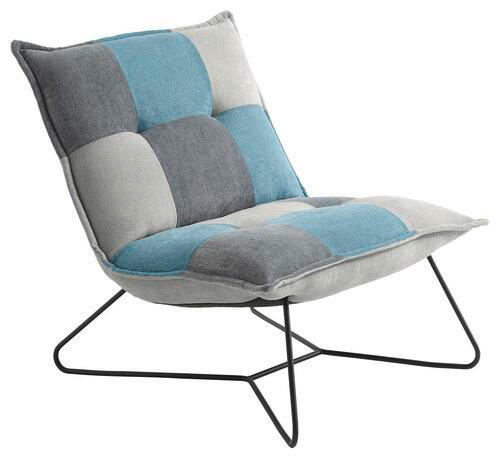 FÅTÖLJ i metall, textil blå, lerfärgad, mörkgrå  - mörkgrå/lerfärgad, Basics, metall/textil (69/76/86cm) - MID.YOU