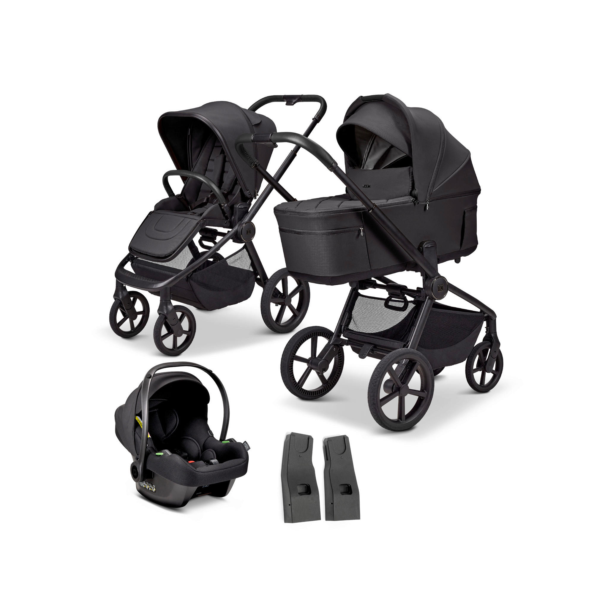 KINDERWAGENSET  SET Resea Fold  onyx  - Schwarz, Basics, Textil/Metall (116/57/94cm) - Moon