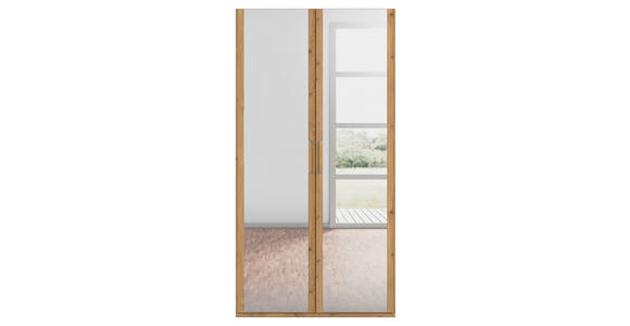 DREHTÜRENSCHRANK 101/197/60 cm 2-türig Eichefarben - Eichefarben/Silberfarben, Design, Glas/Holzwerkstoff (101/197/60cm) - Novel