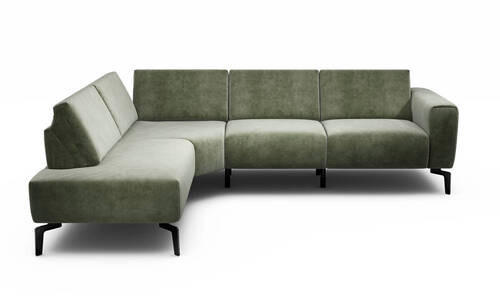 ECKSOFA in Samt Waldgrün  193/256 cm  - Waldgrün/Schwarz, Design, Textil/Metall (193/256cm) - SENSOO