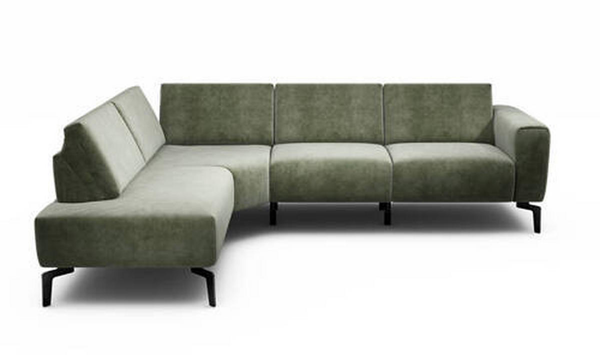 ECKSOFA in Samt Waldgrün  193/256 cm  - Waldgrün/Schwarz, Design, Textil/Metall (193/256cm) - SENSOO