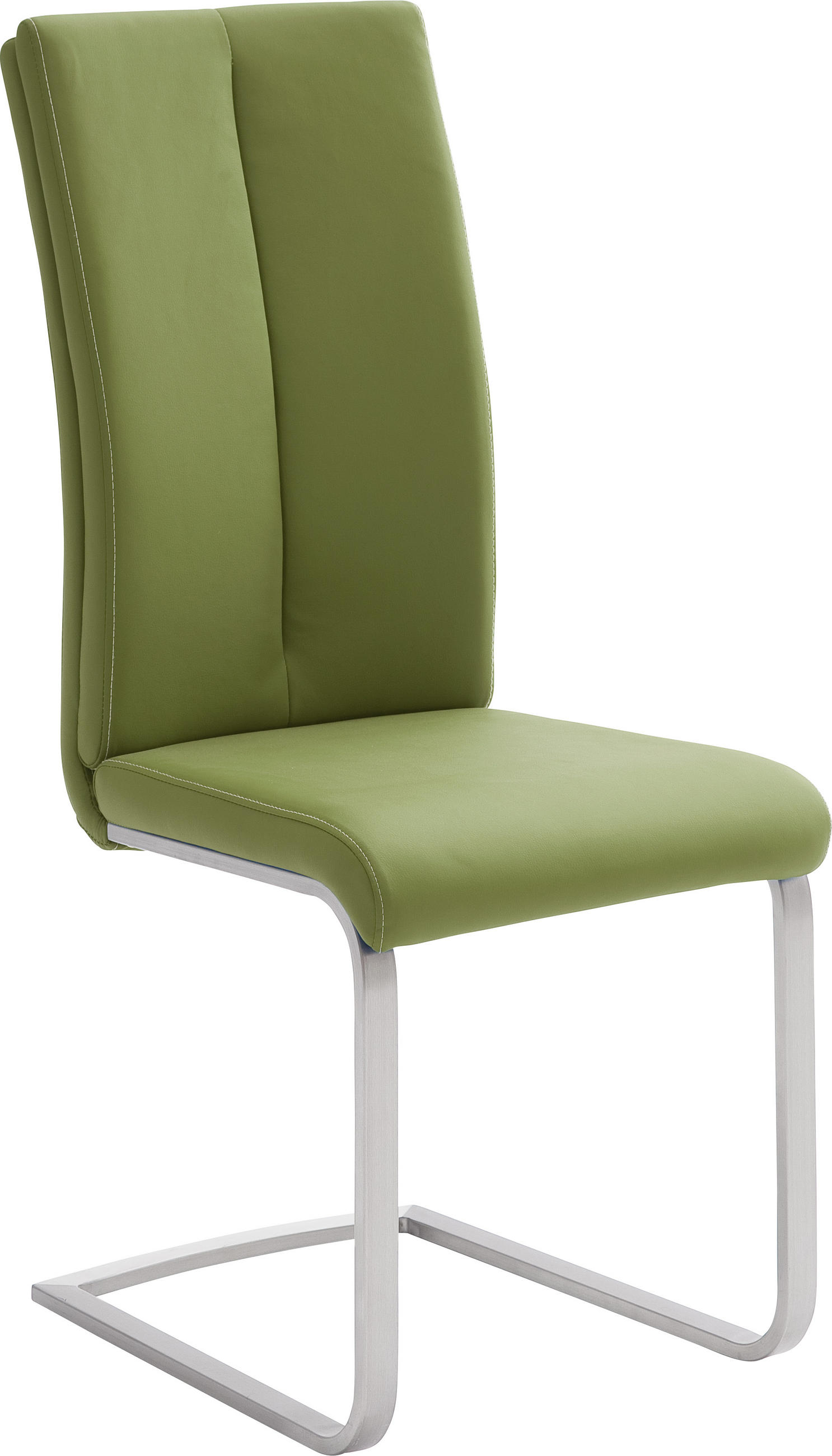 Schwingstuhl in Metall, Textil Grün, Edelstahlfarben