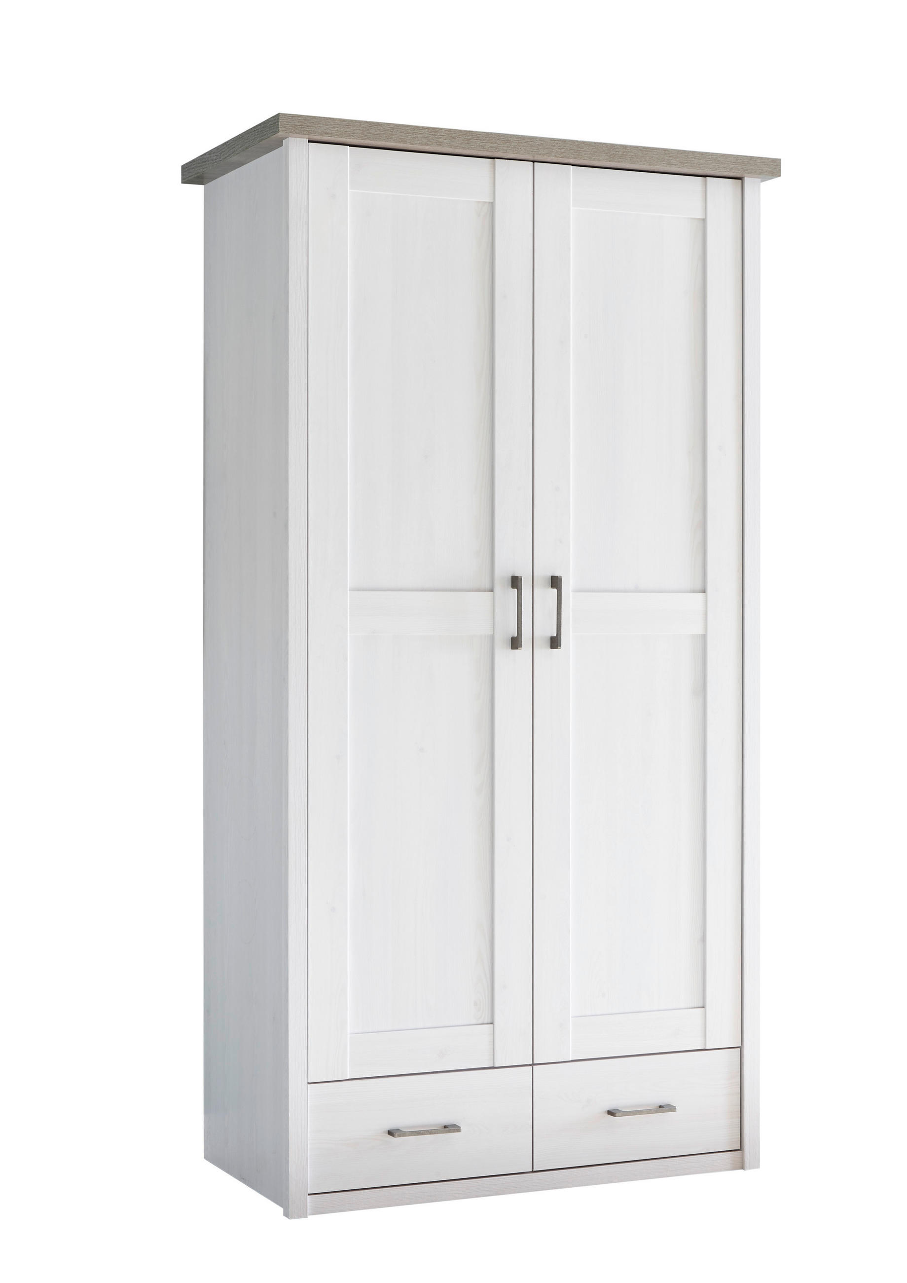 BABYKLEIDERSCHRANK Luca / Corner Weiß, Eichefarben - Eichefarben/Anthrazit, Basics, Holzwerkstoff/Metall (106/201/55cm)