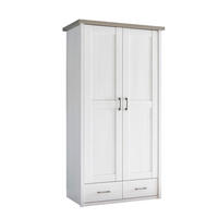 BABYKLEIDERSCHRANK Luca / Corner Weiß, Eichefarben  - Eichefarben/Anthrazit, Basics, Holzwerkstoff/Metall (106/201/55cm)