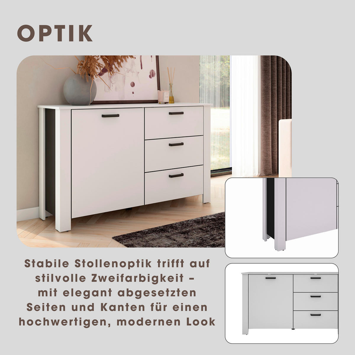 SIDEBOARD  in 140/84/40 cm  - Schwarz/Weiß, Design, Holzwerkstoff/Kunststoff (140/84/40cm) - MID.YOU