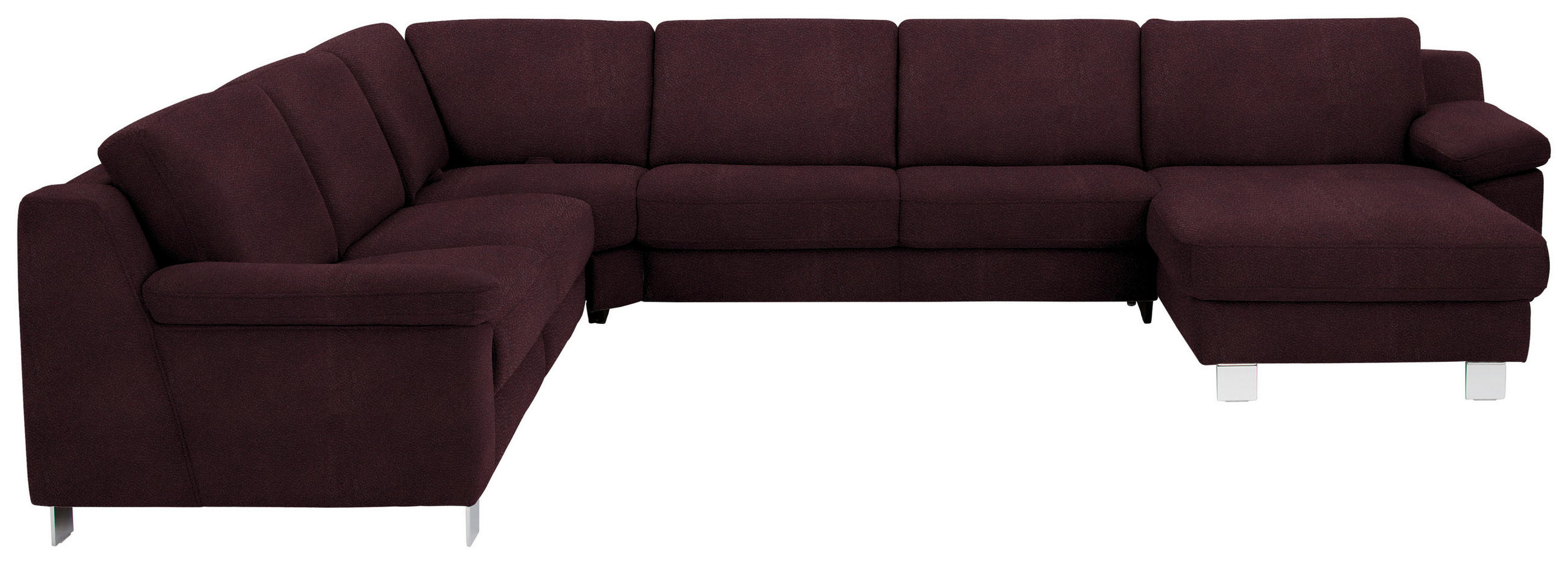 WOHNLANDSCHAFT in Mikrofaser Dunkelbraun  - Chromfarben/Dunkelbraun, Design, Textil/Metall (278/364/166cm) - Valdera
