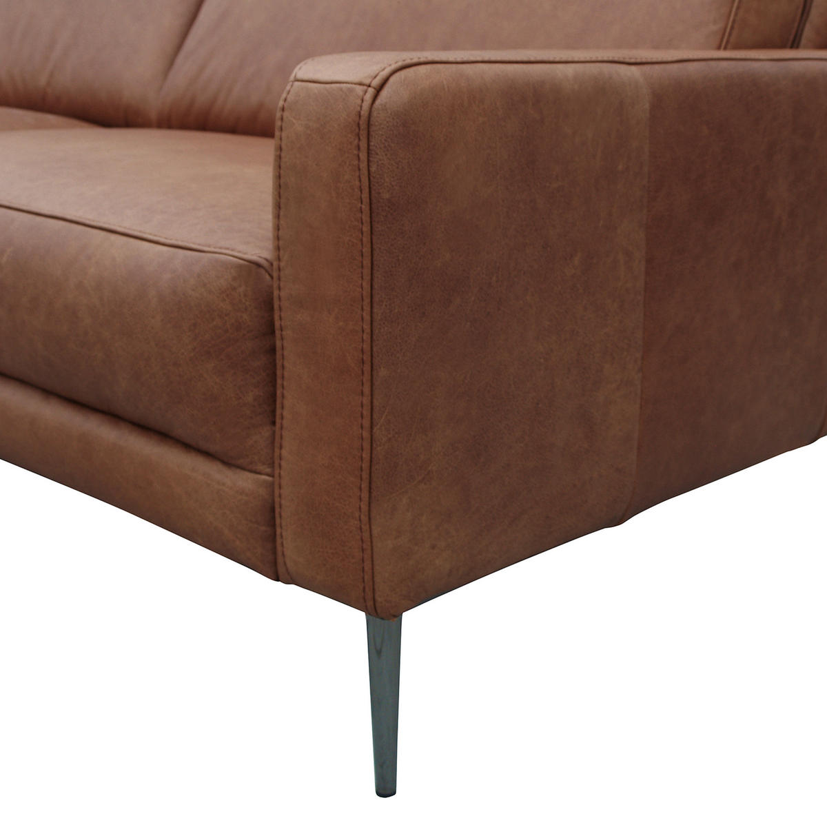 2-SITZER-SOFA in Echtleder Dunkelbraun  - Dunkelbraun/Schwarzchrom, Design, Leder/Metall (157/85/92cm) - Livetastic