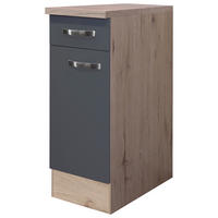 KÜCHENUNTERSCHRANK 30/85/60 cm  in Eiche San Remo, Dunkelgrau  - Edelstahlfarben/Dunkelgrau, MODERN, Holzwerkstoff/Metall (30/85/60cm) - FlexWell