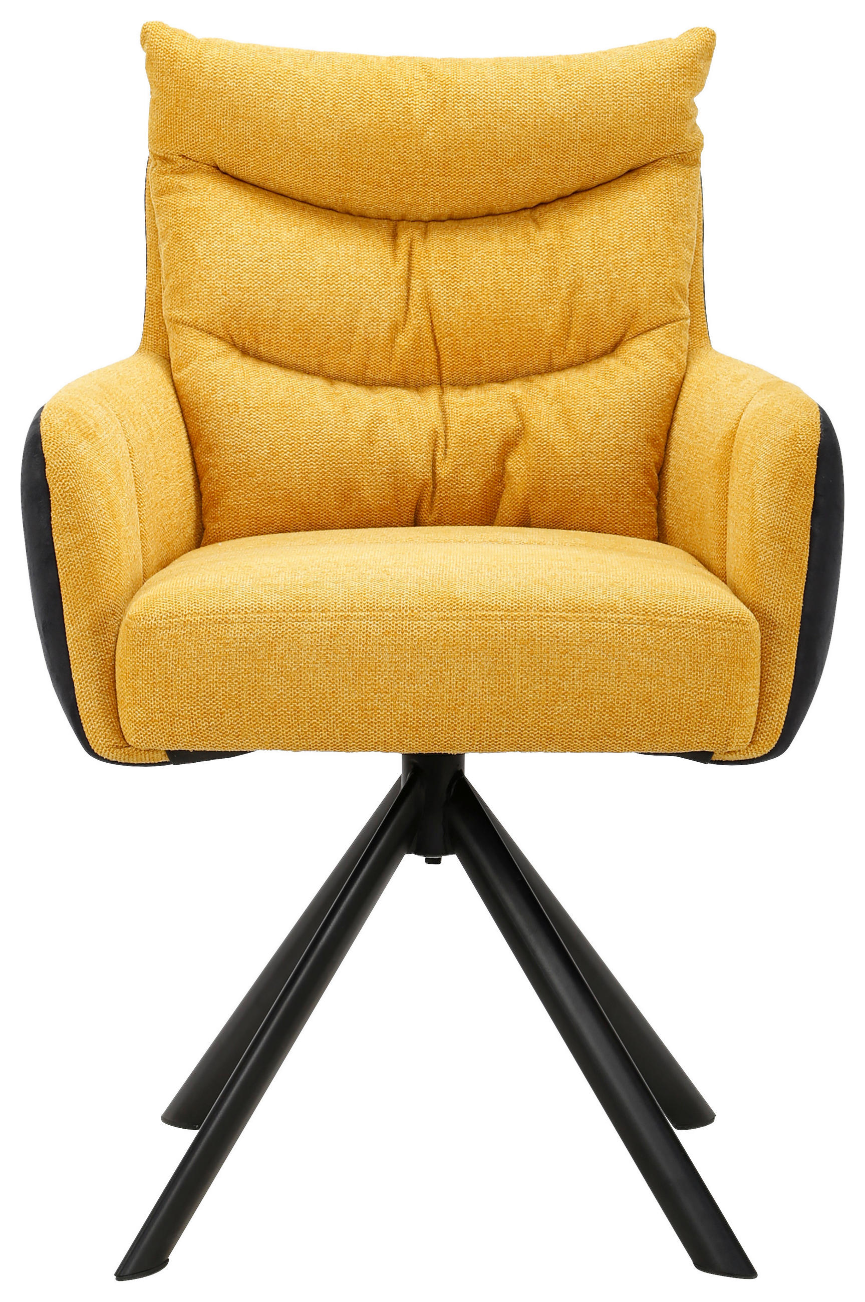 ARMLEHNSTUHL  in Eisen Webstoff, Leinenoptik  - Gelb/Schwarz, Design, Textil/Metall (59/91/66cm) - Hom`in