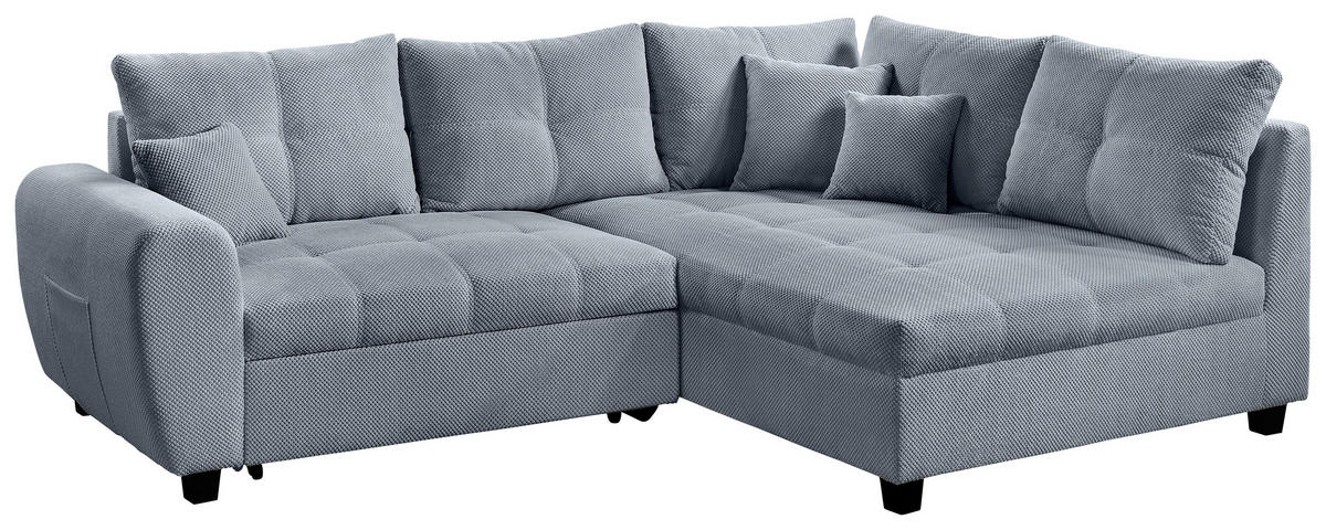 ECKSOFA Hellgrau Plüsch  - Hellgrau/Schwarz, KONVENTIONELL, Kunststoff/Textil (249/175cm) - Carryhome