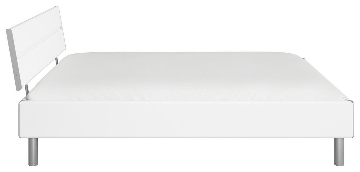 BETT 160/200 cm,  in Weiß,  - Alufarben/Weiß, Design, Metall (160/200cm) - Carryhome