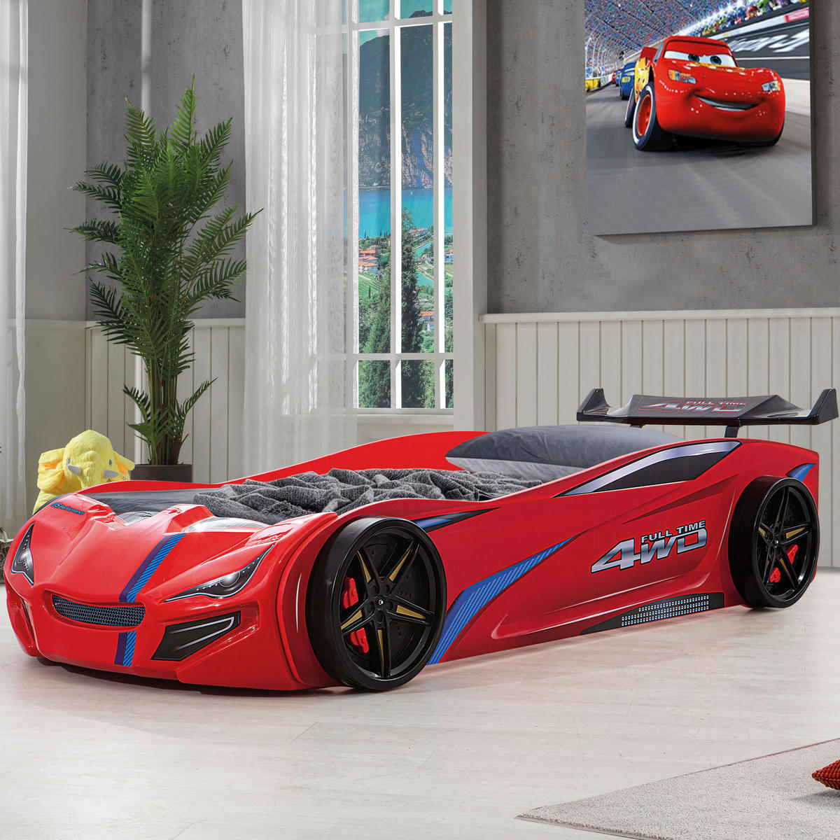 AUTOBETT 90/200 cm Rot  - Rot/Braun, Design, Holz/Holzwerkstoff (90/200cm) - Xora