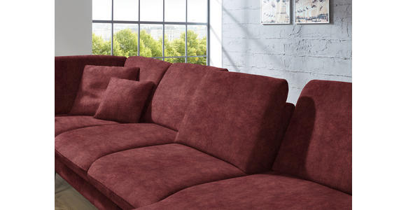 WOHNLANDSCHAFT in Velours Weinrot - Weinrot/Schwarz, Design, Textil/Metall (208/344/180cm) - Dieter Knoll