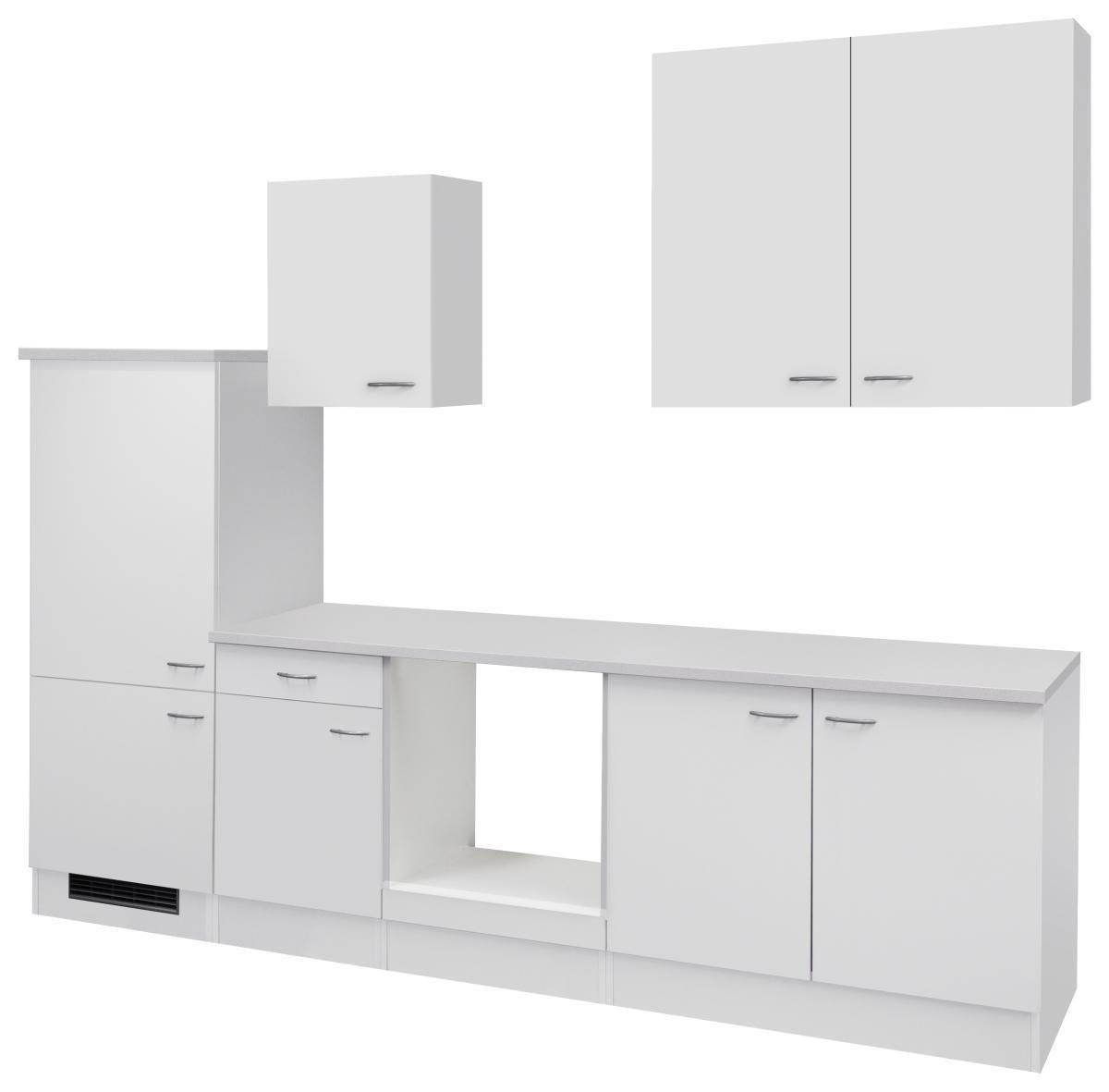 KÜCHENLEERBLOCK 270 cm   in Weiß  - Edelstahlfarben/Hellgrau, KONVENTIONELL, Holzwerkstoff/Kunststoff (270cm) - FlexWell