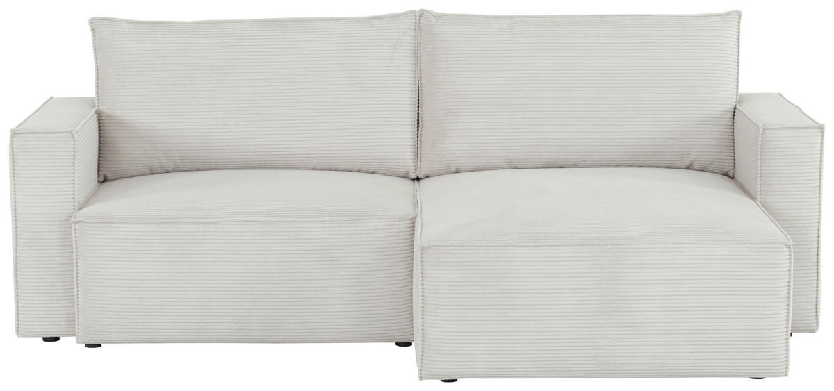 ECKSOFA in Feincord Hellgrau  - Hellgrau/Schwarz, KONVENTIONELL, Kunststoff/Textil (242/151cm) - Carryhome