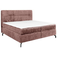 BOXSPRINGBETT 180/200 cm,  in Weinrot, Topper, H3 + H3 = fest  - Weinrot/Schwarz, Design, Textil/Metall (180/200cm) - Esposa