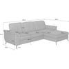 ECKSOFA ZORA E Hellgrau Echtleder  - Hellgrau/Schwarz, MODERN, Leder/Metall (262/164cm) - Sit & More