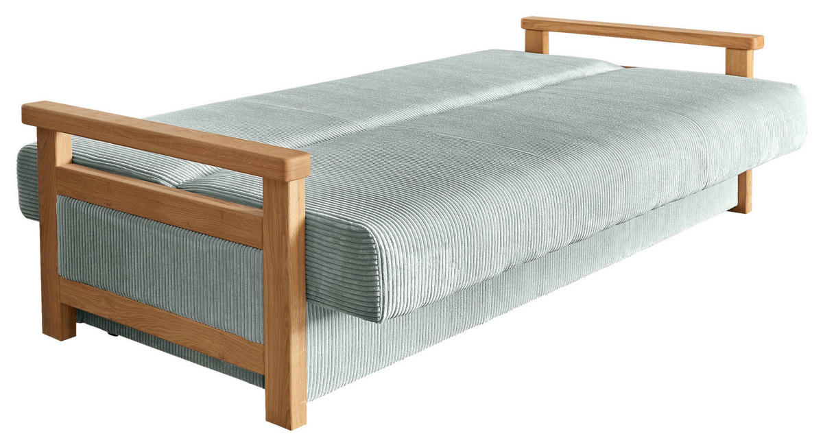 SCHLAFSOFA in Cord Grau  - Naturfarben/Grau, Design, Holz/Textil (220/90/90cm) - P & B