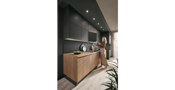 EINBAUKÜCHE   - Eichefarben/Graphitfarben, Design, Holzwerkstoff - Xora