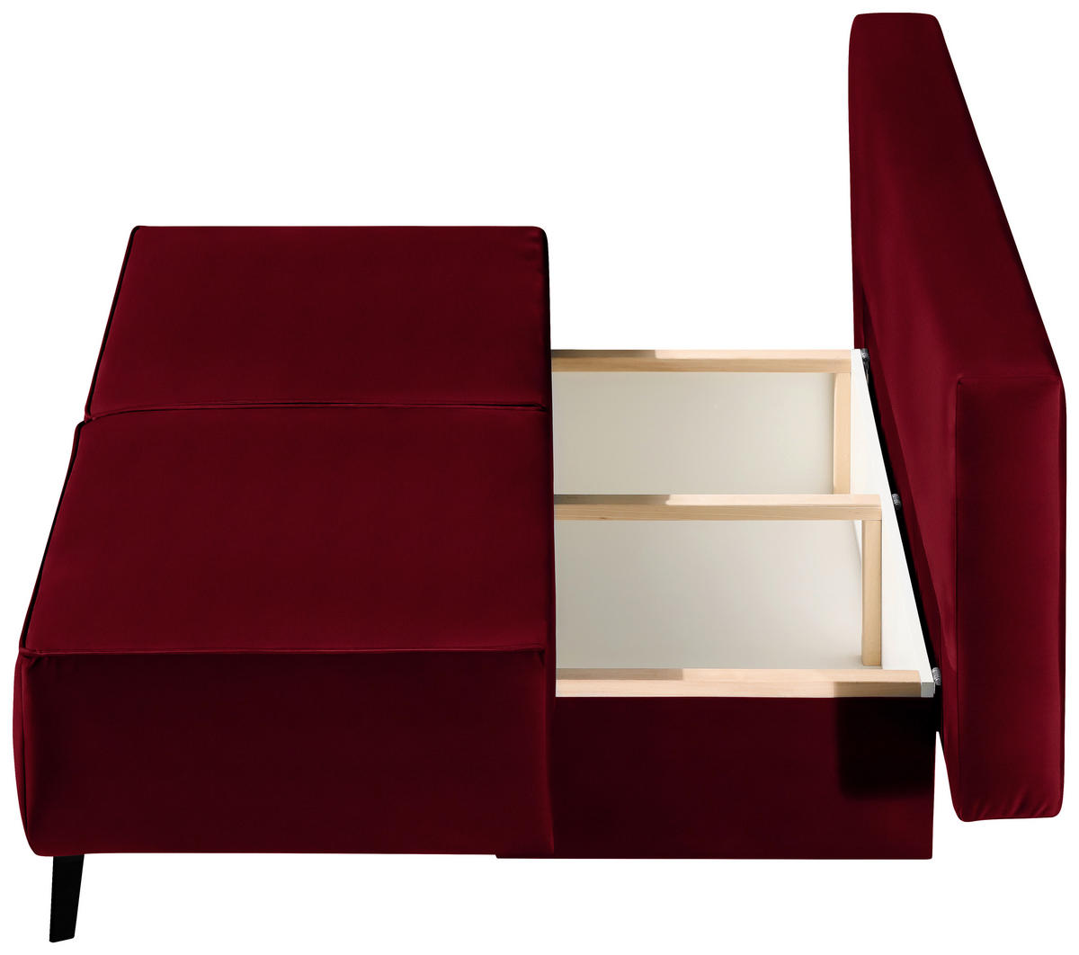 SCHLAFSOFA in Dunkelrot  - Schwarz/Dunkelrot, Konventionell, Textil/Metall (197/91/88cm) - Novel