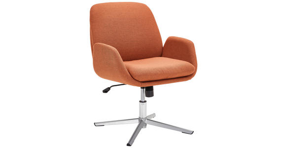 ARMLEHNSTUHL  Stoffauswahl, Sitzfläche 360° drehbar Webstoff  - Edelstahlfarben/Orange, KONVENTIONELL, Textil/Metall (60/77-84/66cm) - Novel